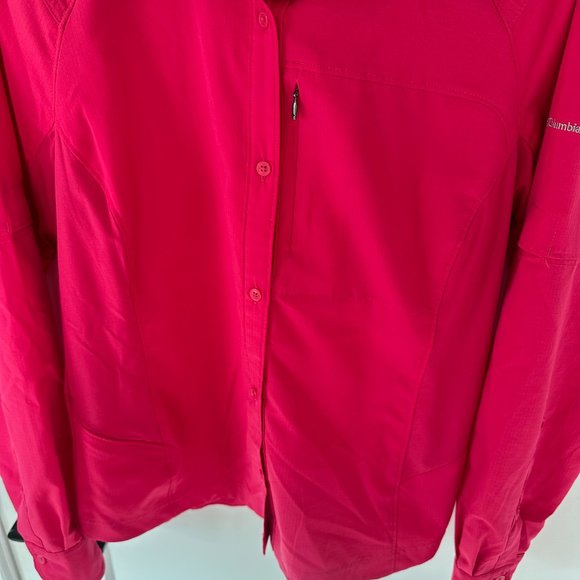 Columbia Fuchsia Omni Share Broad Spectrum Button Down Pink Large - Picture 4 of 5